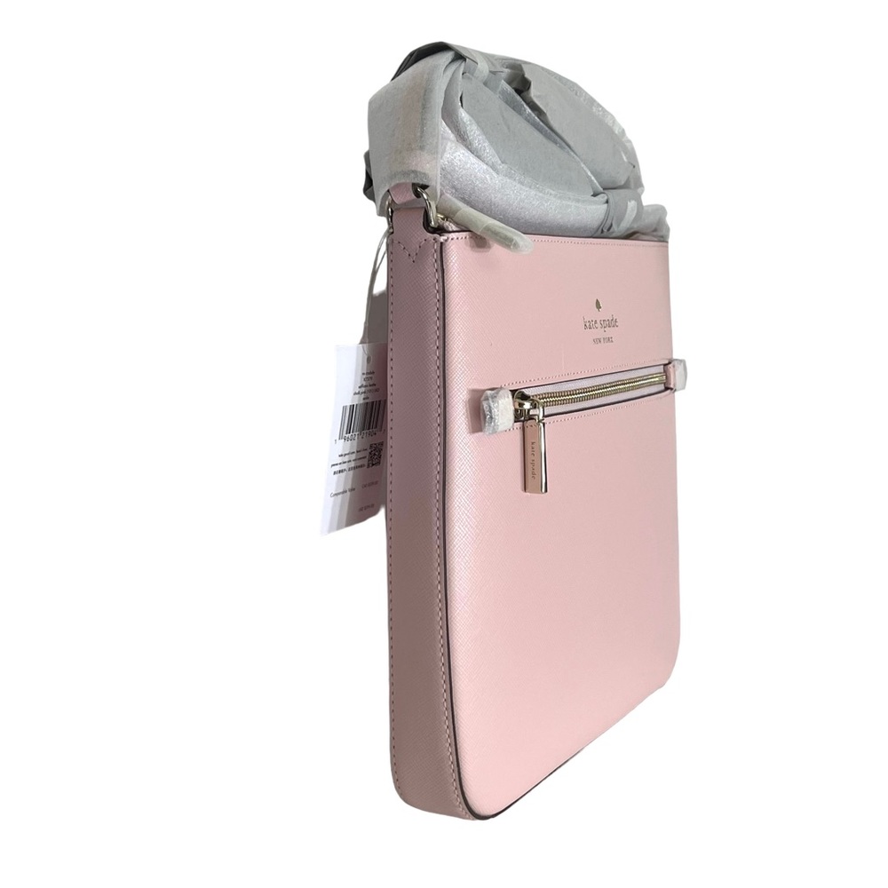 Kate Spade Crossbody Sadie North South Saffiano Leather Chalk Pink Zip Bag - Picture 5 of 12